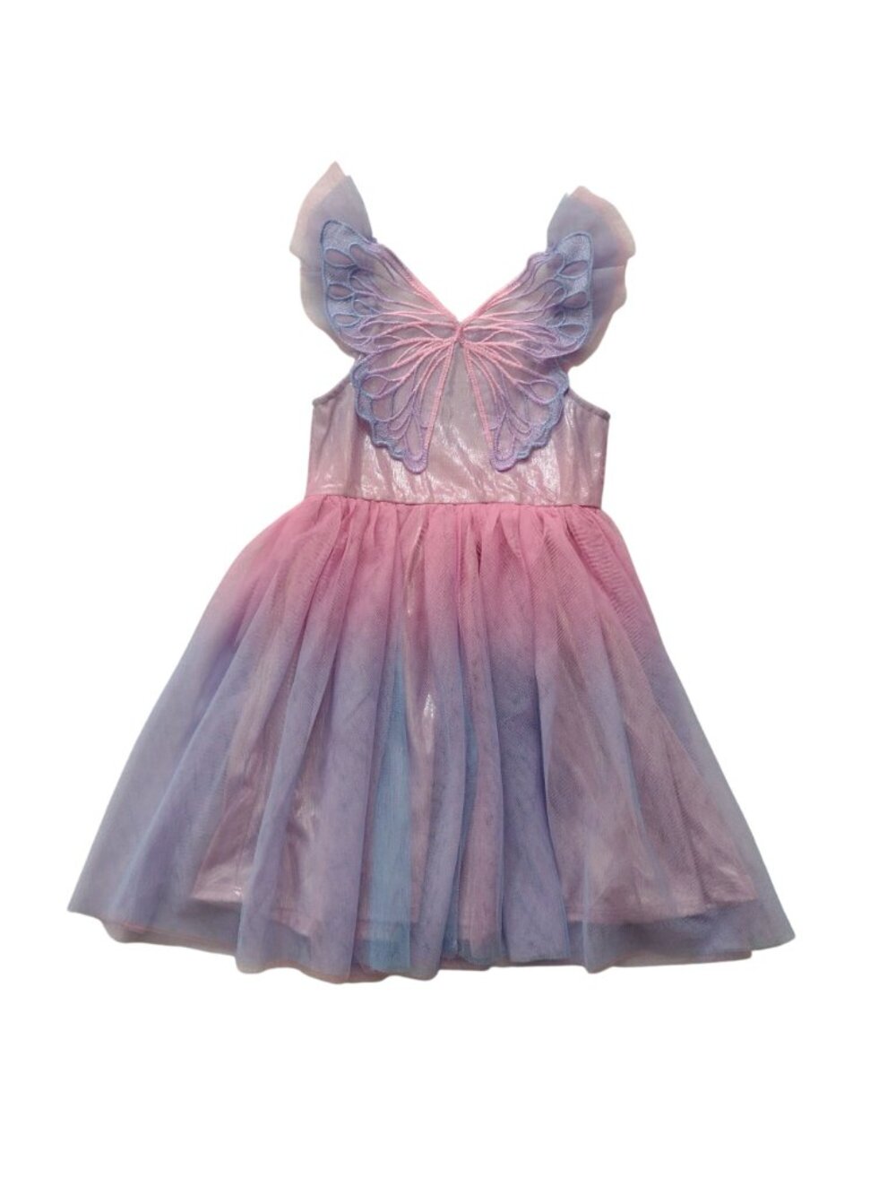 Zunie Girls Pink Purple Butterfly Dress Sz 6 Tulle Ombre Layers Party Dress - Picture 7 of 10